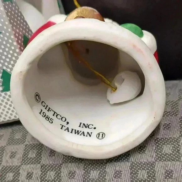 Vintage Jasco Lil Chimer Polar Bear & 1985 Santa Christmas  Ornament Bell Bisque - Picture 7 of 9